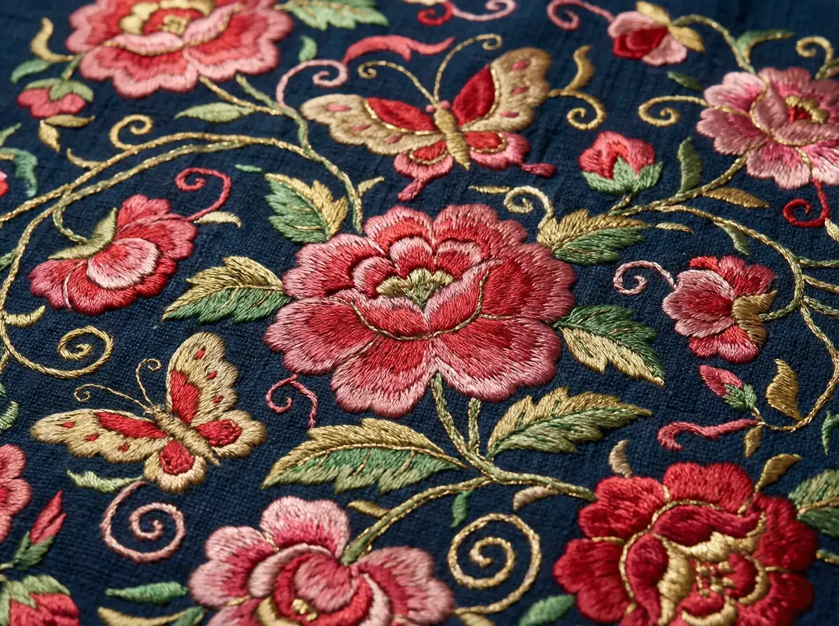 苗族刺绣花卉蝴蝶纹样 - 少妇视频